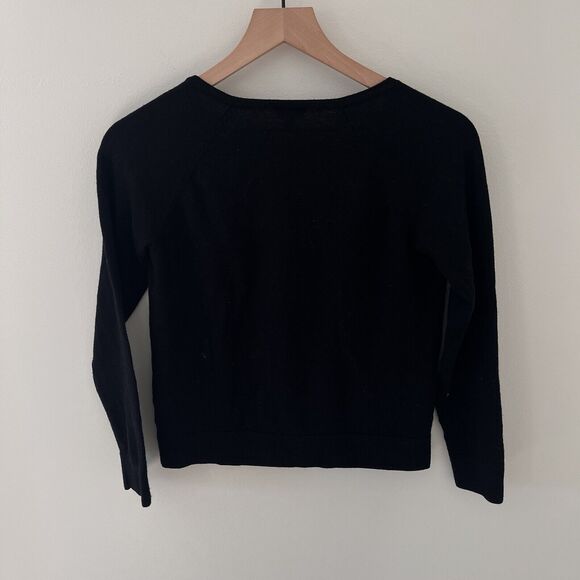 100% Pure Italian Merino Wool Black Cardigan Rhinestone Buttons - Medium - Picture 5 of 9